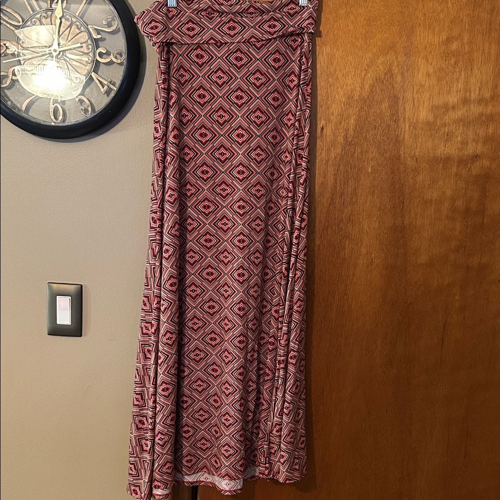LuLaRoe Red Geometric Maxi Skirt